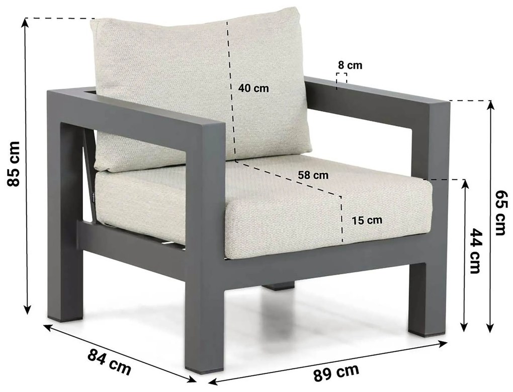 Tuinstoel Aluminium Grijs-antraciet Lifestyle Garden Furniture Luca