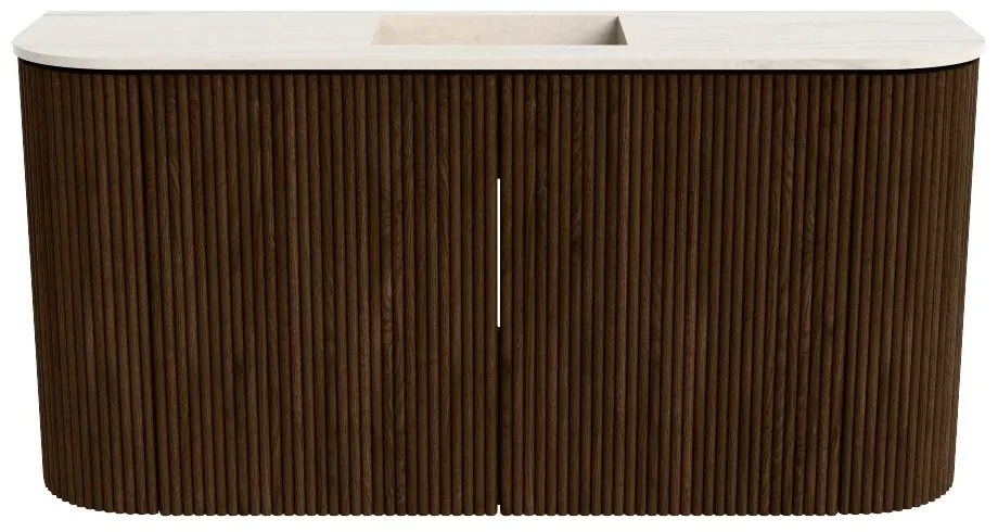 Mondiaz Joya DLux 85cm toiletmeubel ronding links/rechts walnut met wastafel faye midden zonder kraangat meli