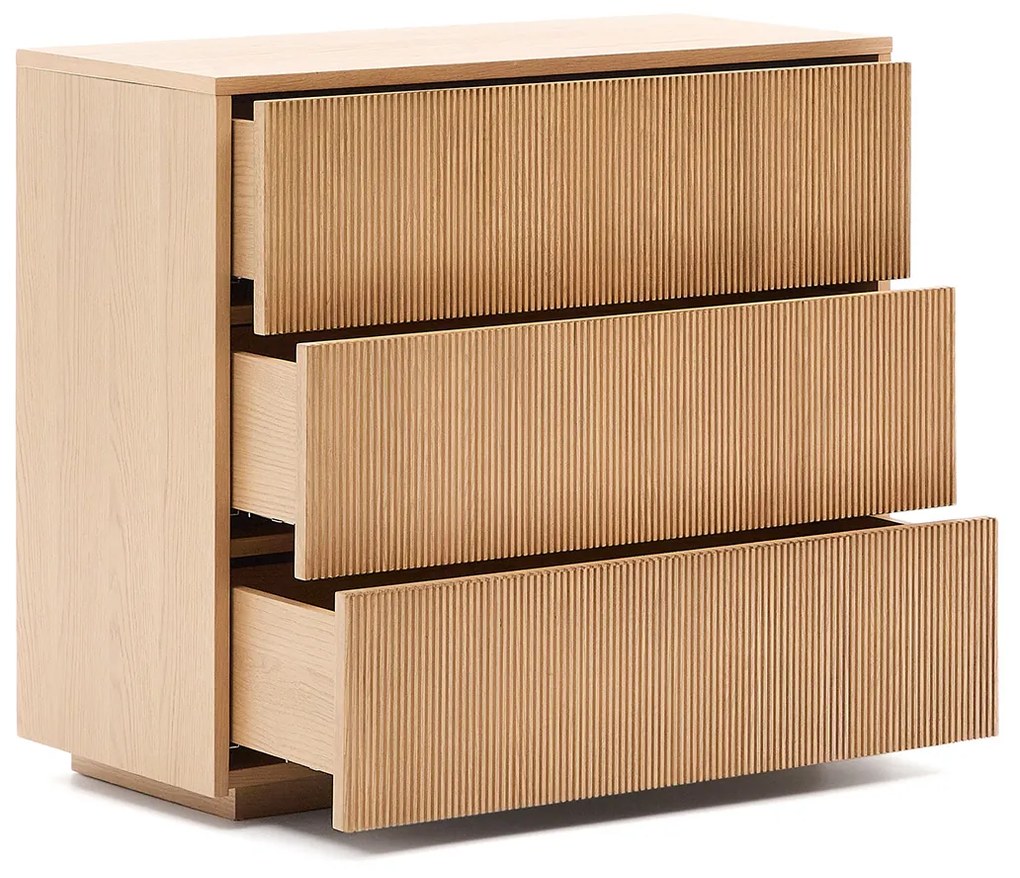Kave Home Helvine Eiken Ladenkast Met Ribbels - 90x50x79cm.