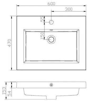 Lambini Designs Varese wastafel keramiek 60cm met kraangat wit glans