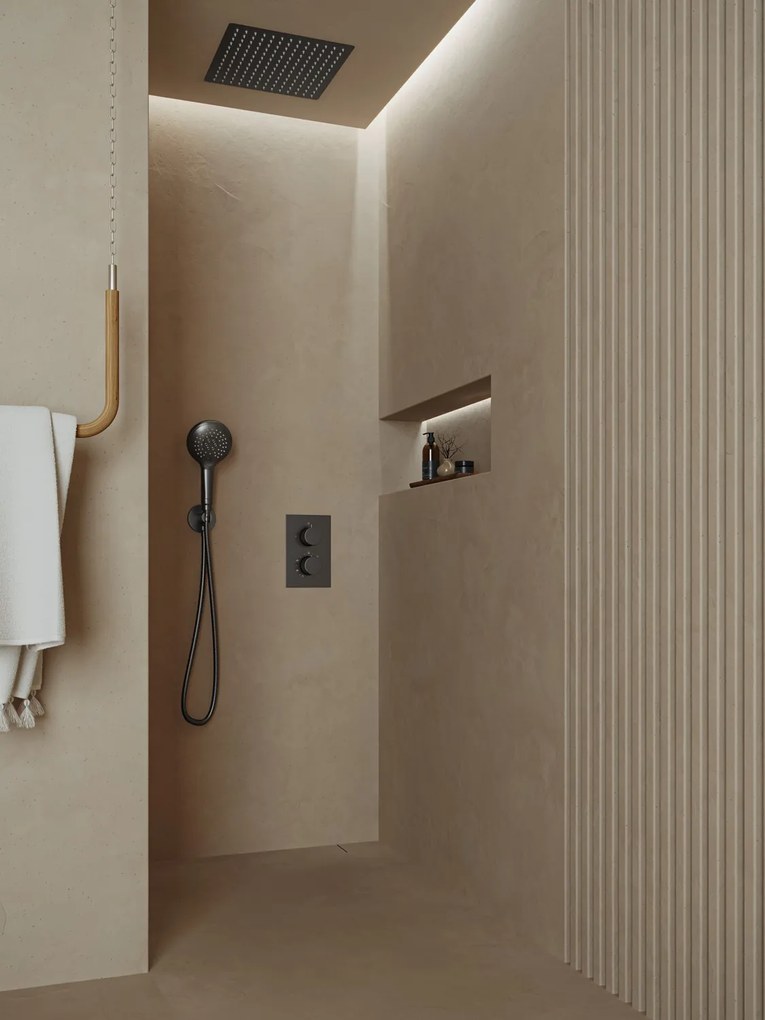 Saniclear Cube inbouw regendouche met inbouw douchekop 30x30cm en 2 standen handdouche verouderd ijzer - gunmetal