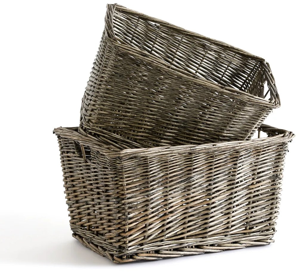 Set van 2 manden in gevlochten rotan, Semra