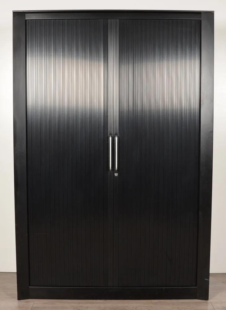 Roldeurkast, zwart, 198 x 132 cm, incl. 4 legborden