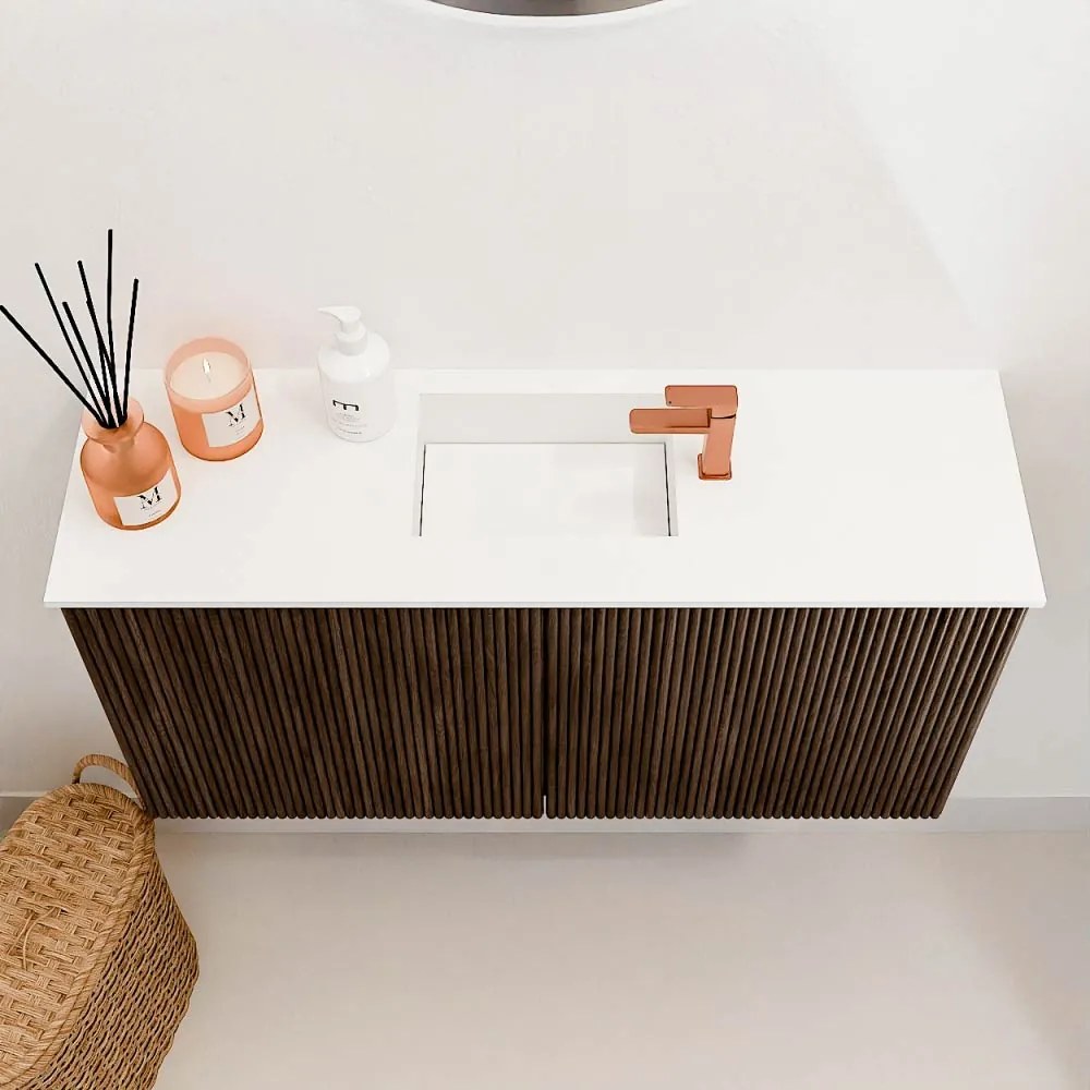 Mondiaz Joya 80cm toiletmeubel walnut met wastafel faye midden 1 kraangat talc