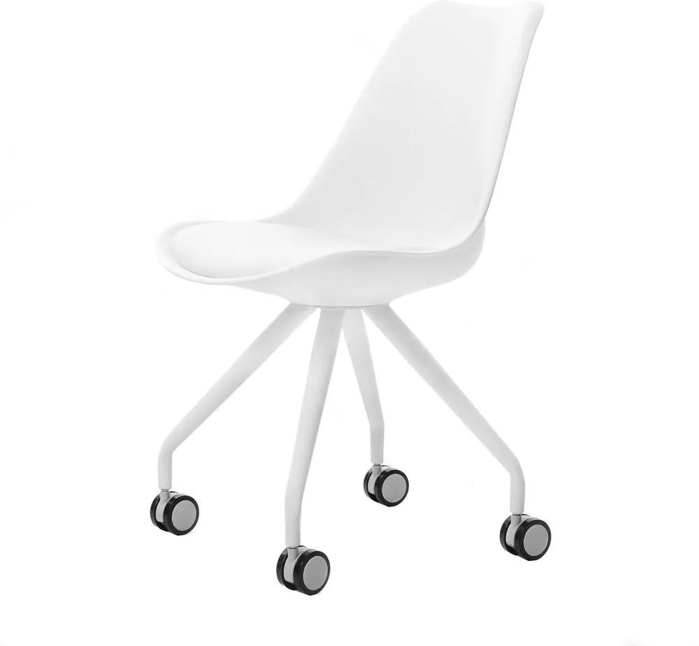 Essence Silla bureaustoel - Witte zitting - Wit onderstel- Draaibare stoel - Metaal - Metalen - Wit - Design - Kuipje - Comfort