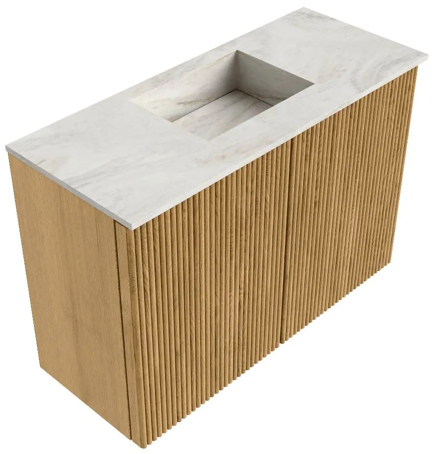 Mondiaz Joya DLux 60cm toiletmeubel oak met wastafel faye midden 1 kraangat ostra