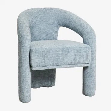 Pakket Van 2 Greca Gestoffeerde Eetkamerstoelen Hemelsblauwe Chenille - Sklum
