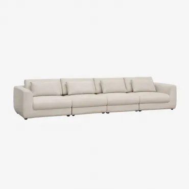 4-delige Modulaire Bank Met In Hoogte Verstelbare Hoofdsteun, Bekleed Met Cataline Chenille Chenille Crèmebeige - Sklum