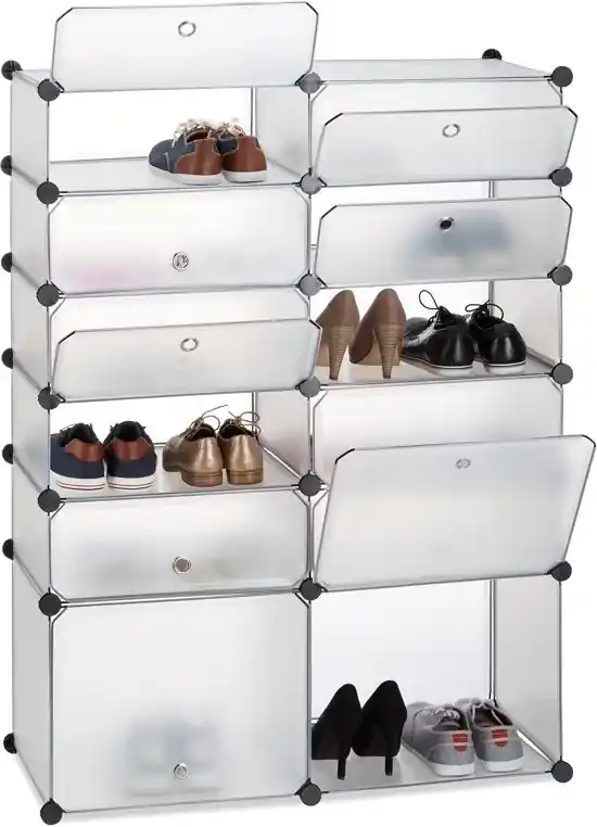 Kostbaar Ontstaan Evenement Schoenenrek kunststof XXL - 12 vakken - schoenenkast - DIY vakkenkast -  groot doorzichtig | Biano