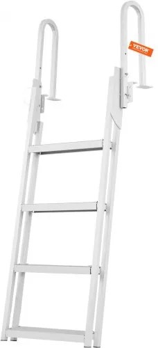 VEVOR Dock Ladder, opvouwbaar, 4 treden, draagvermogen 350 lbs, aluminium pontonbootladder met 4" brede trede en antislip rubberen mat, drijvende trap voor schip/meer/zwembad/maritiem