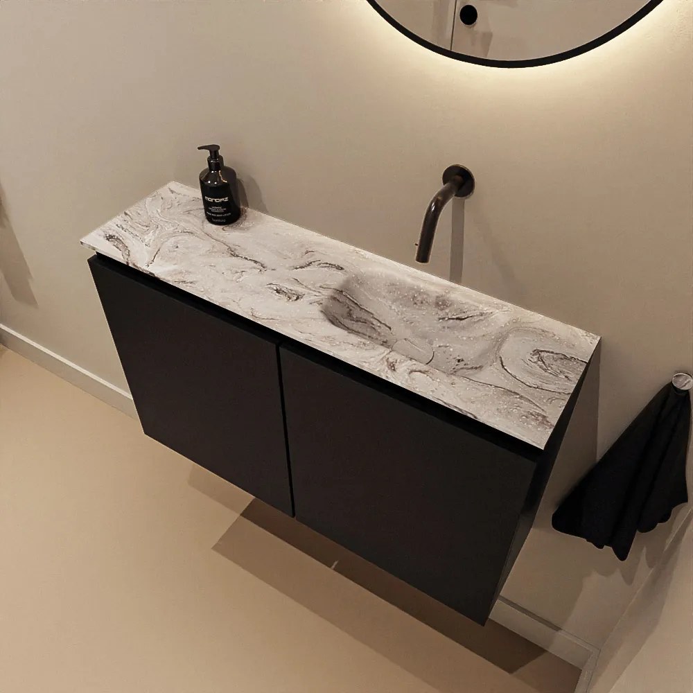 Mondiaz Ture DLux toiletmeubel 80cm urban met wastafel glace rechts zonder kraangat