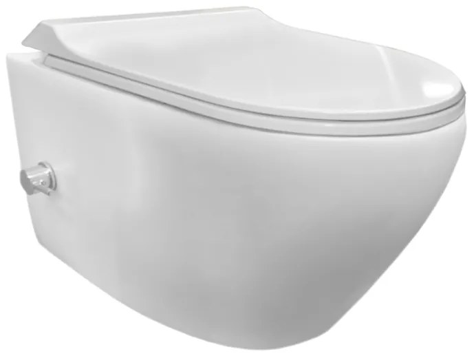 Sanicare Rondo randloos toilet wit glans met bidetsproeier- en kraan en softclose zitting