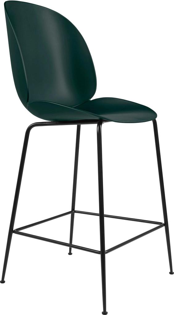 Gubi Beetle Chair barkruk 65cm met zwart onderstel groen