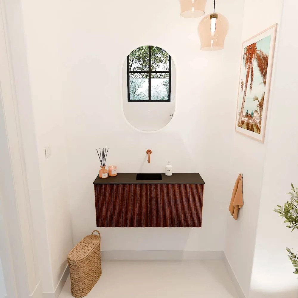 Mondiaz Joya 90cm toiletmeubel ruby met wastafel faye midden zonder kraangat urban