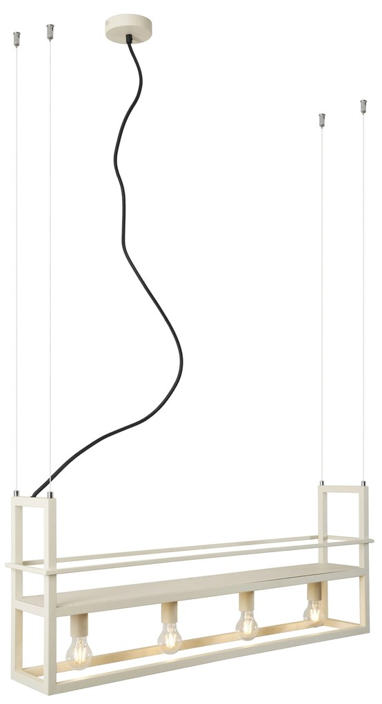Eettafel / Eetkamer Industriële hanglamp beige 4-lichts - Cage Rack Industriele / Industrie / Industrial Binnenverlichting Lamp