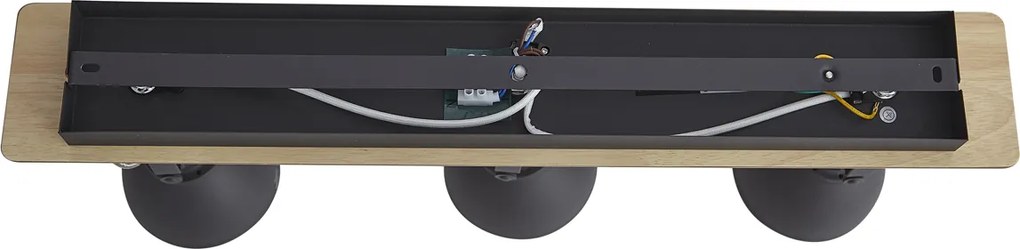 Plafondspot zwart met hout 3-lichts draai- en kantelbaar - Jakub