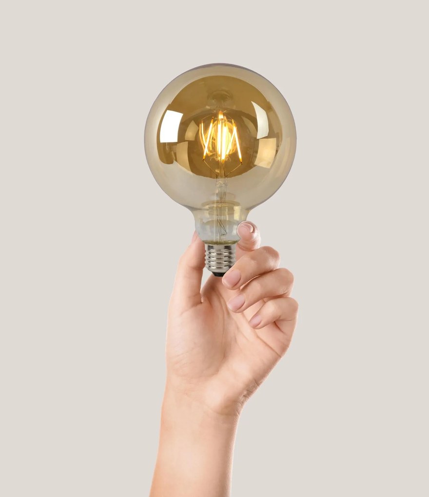 Lucide Bulb dimbare LED lamp 2700K E27 8W 12.5cm amber