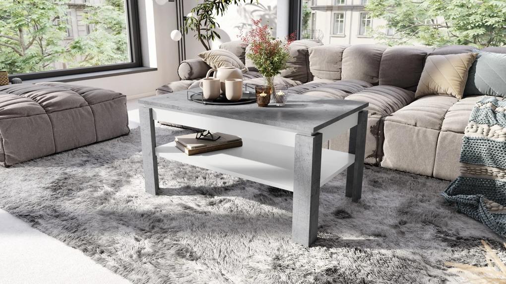 ASTI-R Millenium beton/wit mat - moderne salontafel met uitschuifbaar blad