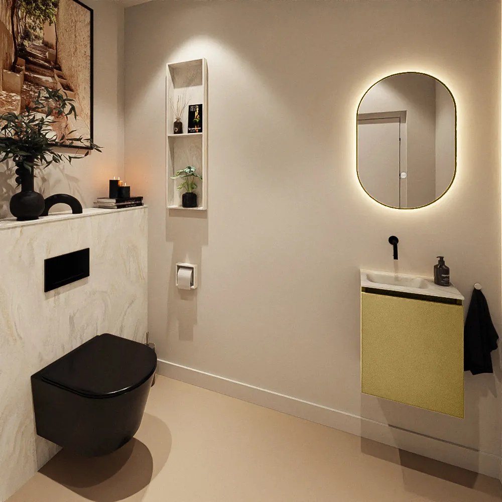 Mondiaz Ture DLux toiletmeubel 40cm oro met wastafel ostra links zonder kraangat