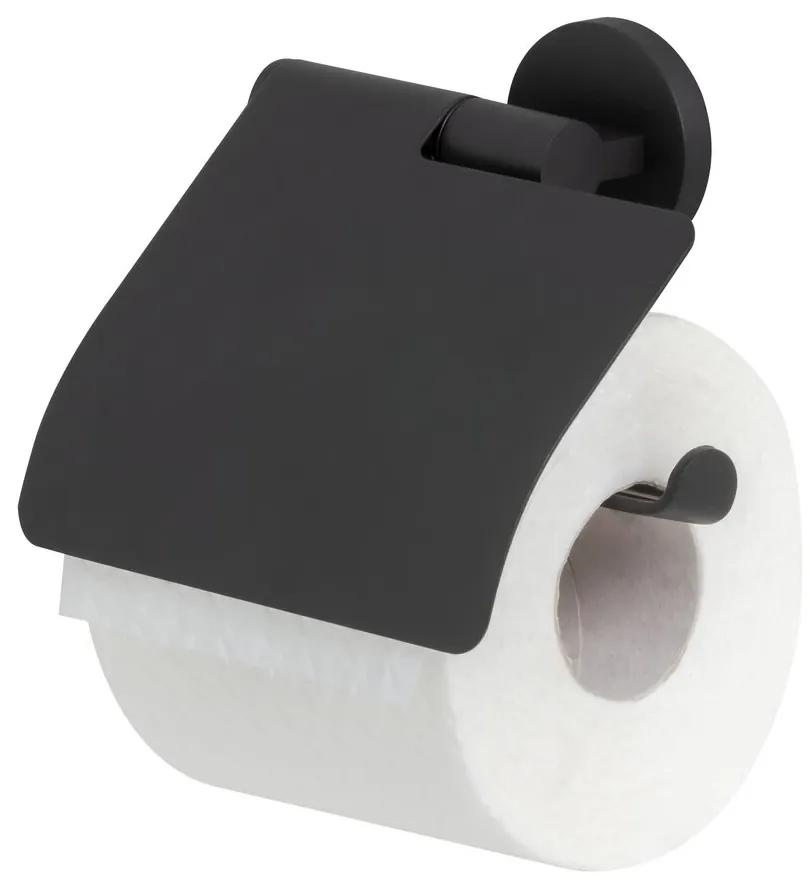 Tiger Noon toiletrolhouder met klep zwart
