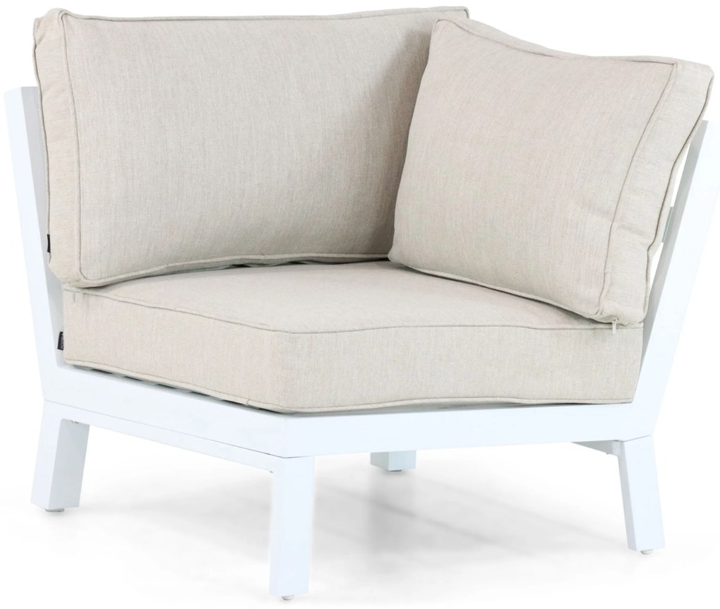 Hoek loungeset 5 personen Aluminium/Polywood (teakfinish) Wit Lifestyle Garden Furniture Bilbao