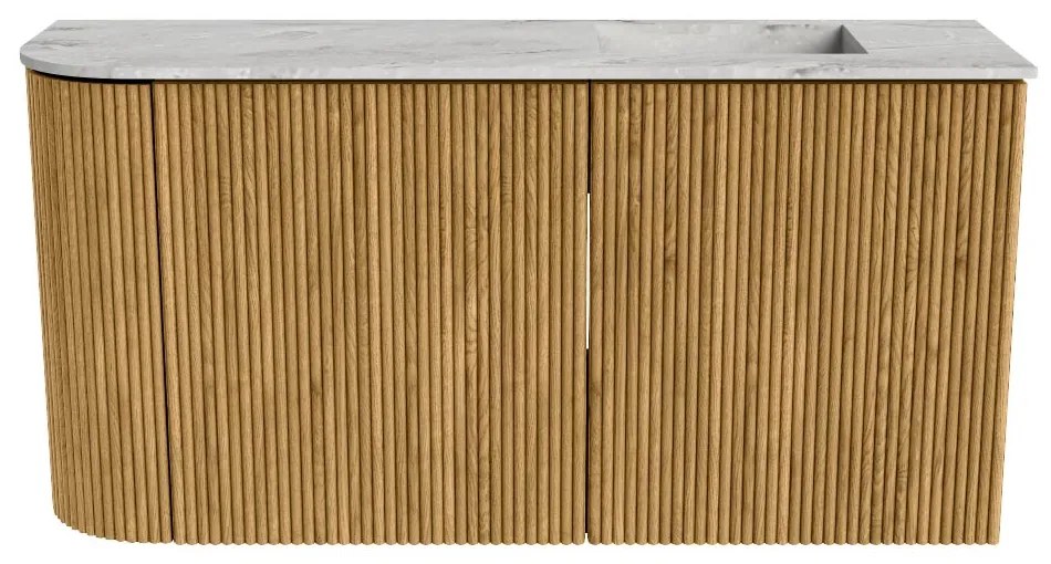 Mondiaz Joya DLux 80cm toiletmeubel ronding links oak met wastafel faye rechts 1 kraangat glace