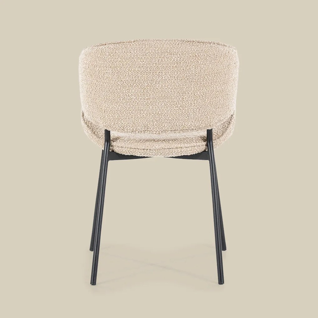 Eleonora Tess Boucle Eetkamerstoel Ronde Rug Zandkleur
