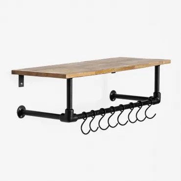 Wandkapstok Met Plank Van Mangohout En Staal Jensin Mangohout - Sklum