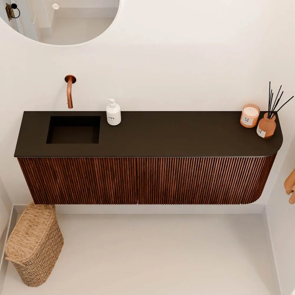 Mondiaz Joya 110cm toiletmeubel ronding rechts ruby met wastafel faye links zonder kraangat urban