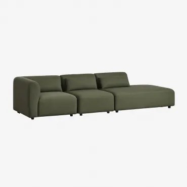 3-delige Modulaire Hoekbank Met Rechter Chaise Longue Fogler Teddystof Saliegroen - Sklum