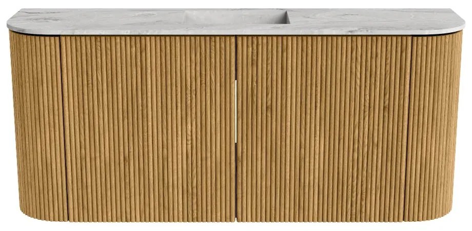 Mondiaz Joya DLux 95cm toiletmeubel ronding links/rechts oak met wastafel faye midden 1 kraangat glace