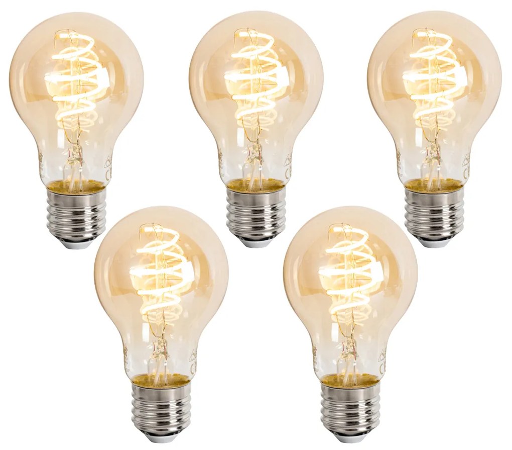 Set van 5 Smart E27 dimbare LED lampen A60 amber 4.9W 320 lm 2500K