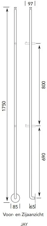 Instamat Jay elektrische handdoekradiator 175cm gepolijst RVS 29W