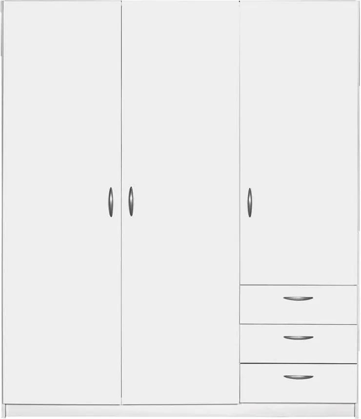 Kledingkast Varia 3-deurs - wit - 175x147x49,5 cm - Leen Bakker