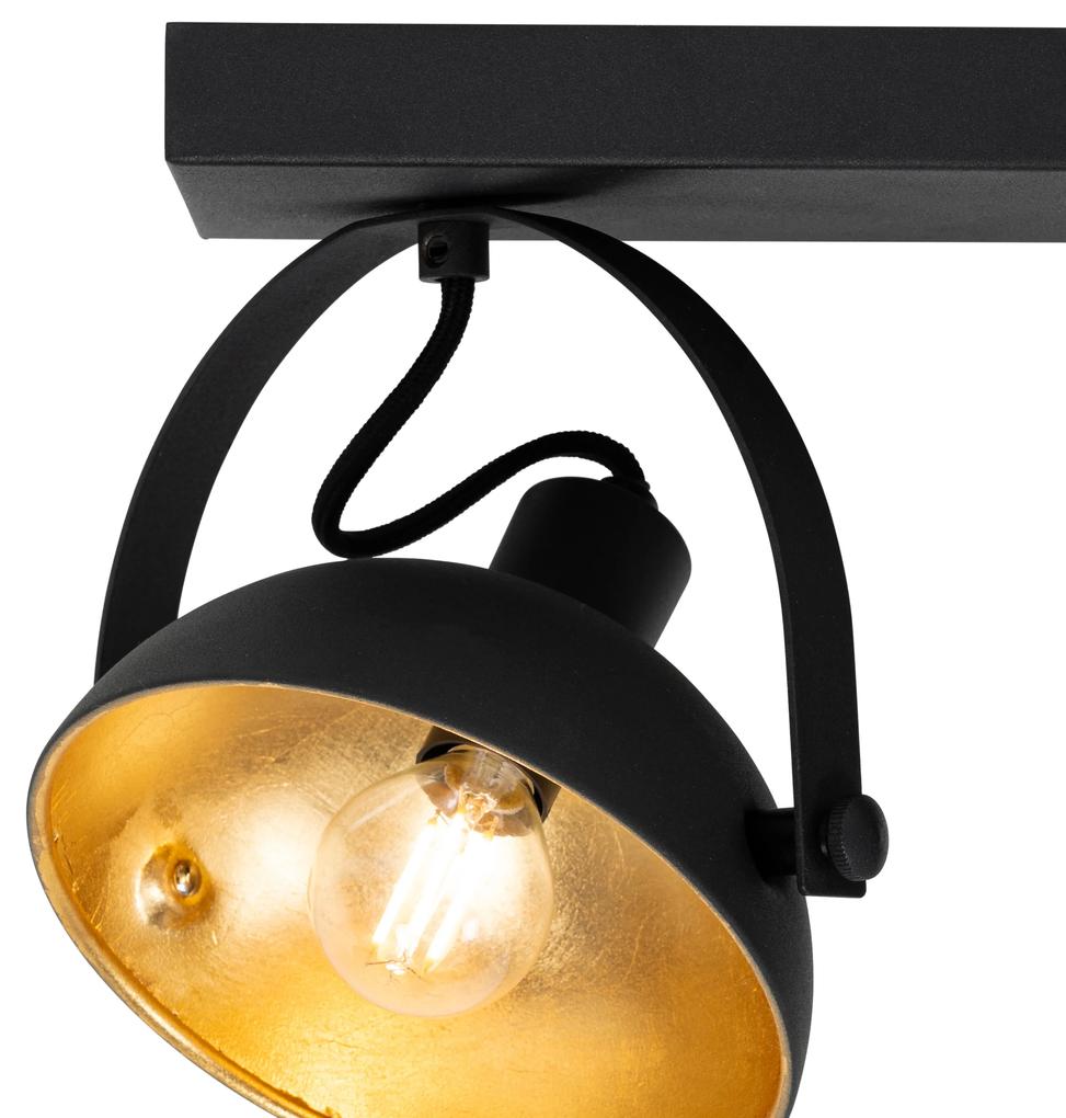 Industriële plafondlamp zwart met goud 3-lichts verstelbaar - Magnax Industriele / Industrie / Industrial E14 Binnenverlichting Lamp