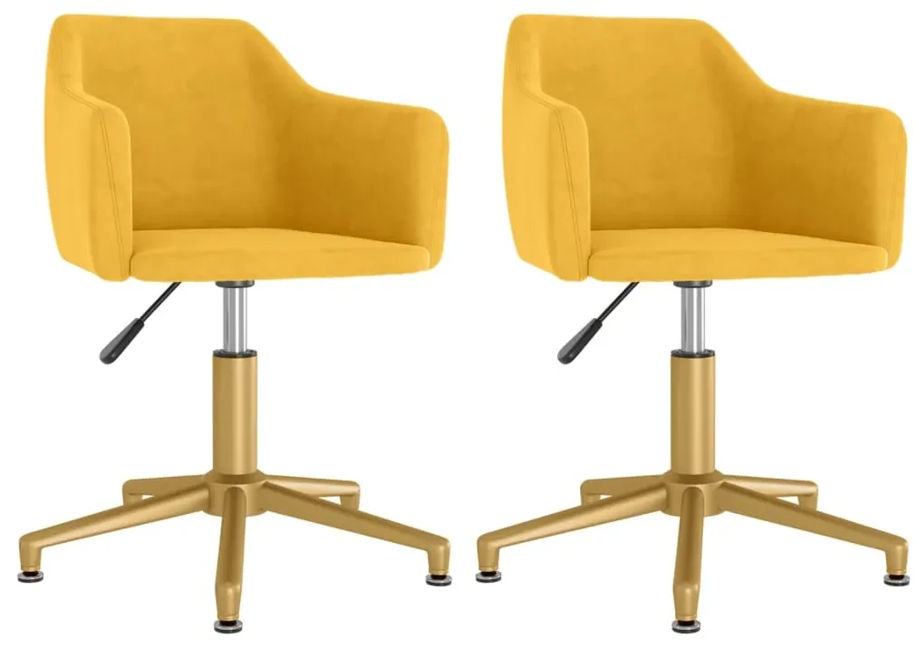 vidaXL Eetkamerstoelen draaibaar 2 st fluweel geel