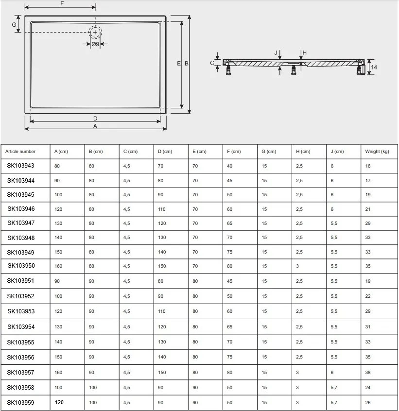 Riho Davos rechthoekige douchebak 150x80cm wit glans