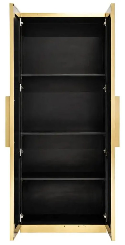 Richmond Interiors Ironville Hoge Kast Messing Met Ribbels - 80x42x191cm.