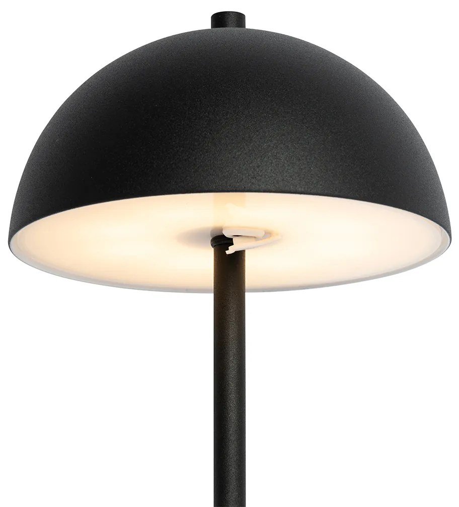 LED Buiten tafellamp mushroom zwart oplaadbaar 3-staps dimbaar - Keira Modern IP44 Buitenverlichting rond Lamp