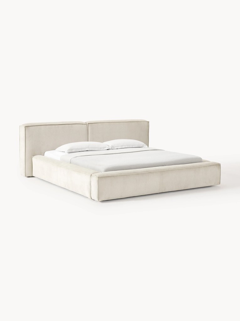 Gestoffeerd corduroy bed Lennon met opbergruimte