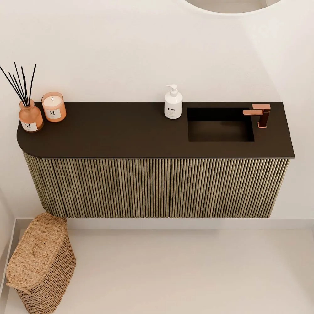 Mondiaz Joya 90cm toiletmeubel ronding links dusk met wastafel faye rechts 1 kraangat urban