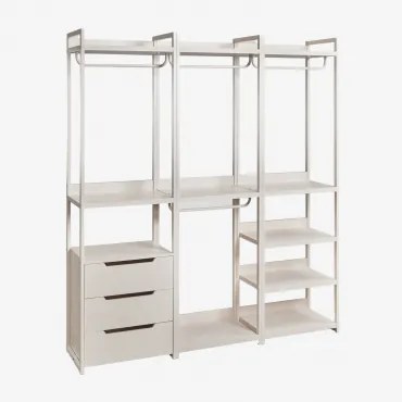 Velunis 3-delige Open Modulaire Ijzeren Kledingkast Gardenia Wit - Sklum