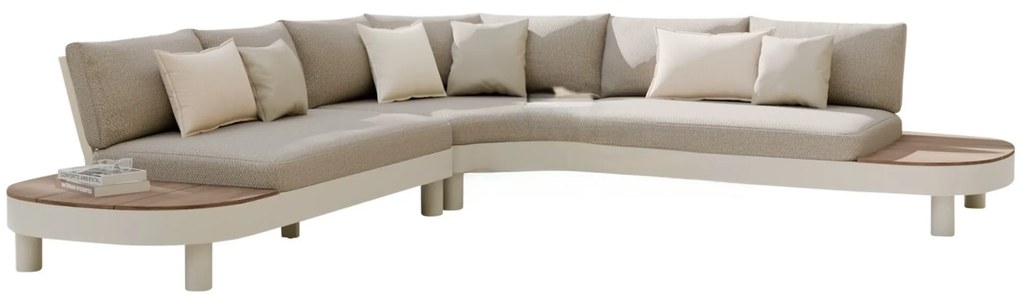Bellezza organische hoek loungeset 3 delig alliminium latte zand