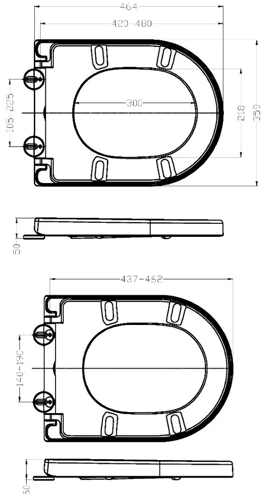 Mueller Afesta soft-close toiletzitting voor 52cm wandcloset mat wit