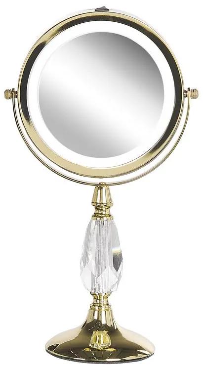 Verlichte gouden make-up spiegel ø 18 cm MAURY Beliani