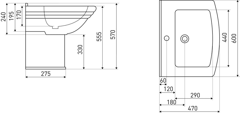 Kerra Kleopatra hangende wastafel met sifonkap 60x47cm wit