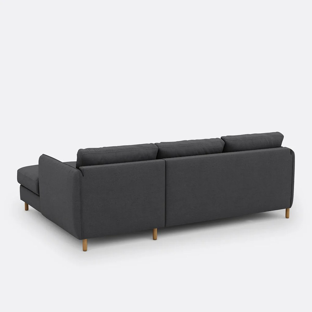 4-zits hoekbank rechts in polyester, LOMÉO