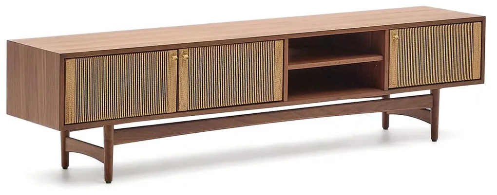 Kave Home Elan Retro Tv-meubel Walnoot Met Touw - 200x40x50cm.