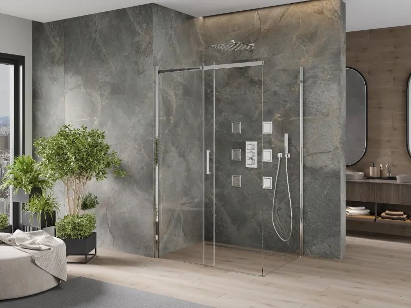 Mexen Omega schuifbare douchecabine 120 x 90 cm, transparant, chroom - 825-120-090-01-00