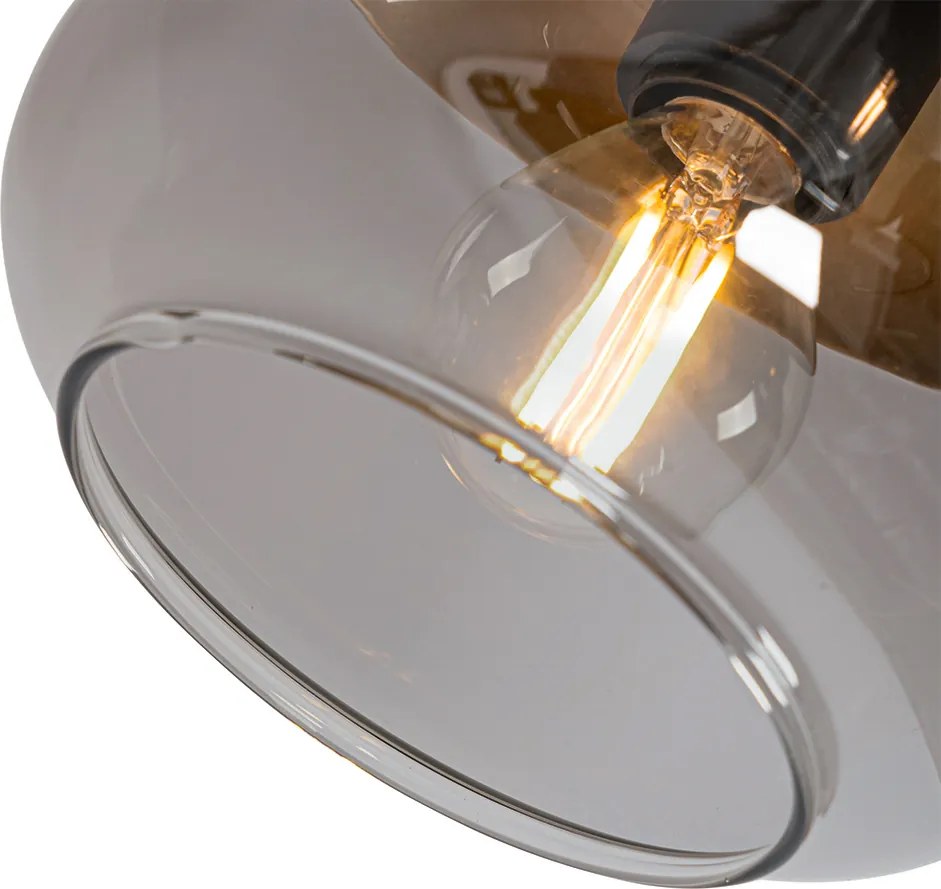 Design spot zwart met goud en smoke glas 3-lichts rond - Kyan